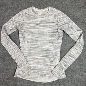 Lululemon Swiftly Tech Long Sleeve Shirt Womens Small Gray Stripe Running Top